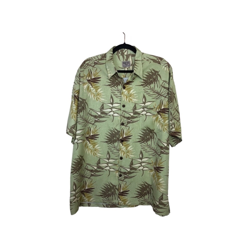 Aloha Hut Hawaii. Men Green Multicolor Button Down Short Sleeves Shirt XL